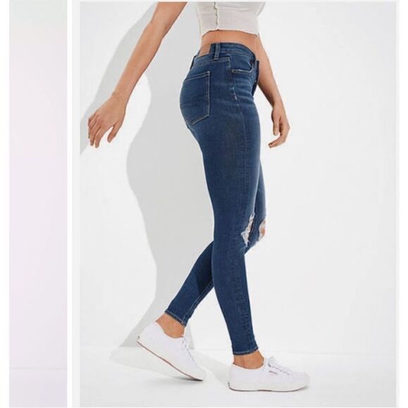 AMERICAN EAGLE NE(X)T LEVEL STRETCH SUPER HI-RISE DISTRESSED JEGGING SIZE 16 - Picture 2 of 12